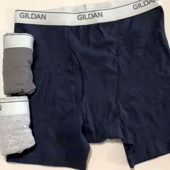 Gildan Boxer Briefs 3 Pack M 32”-34” Navy Dark Gray Light Gray New Regular Leg - Picture 1 of 7